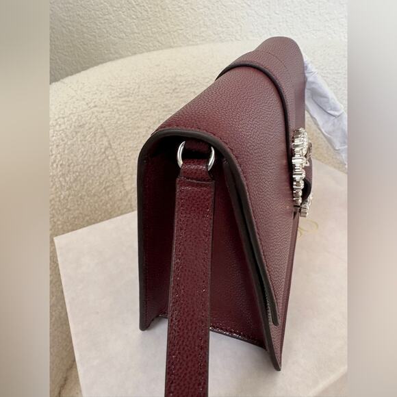 Jimmy Choo Cheri Burgundy Clutch with Crystal Buckle - Picture 4 of 7
